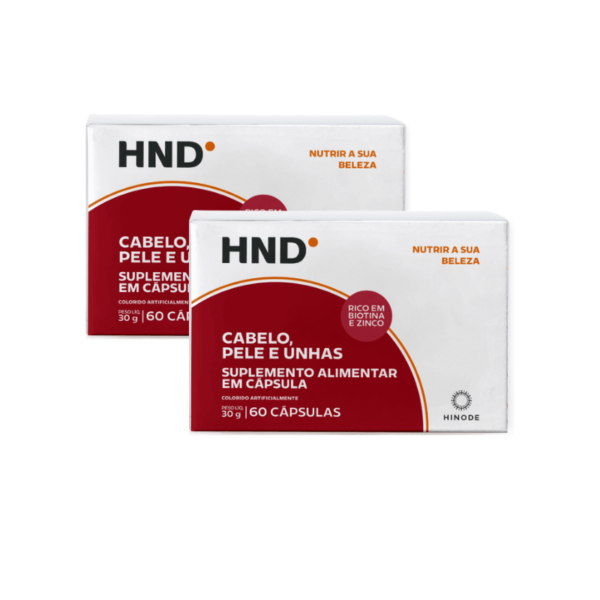 Suplemento Alimentar para Cabelo, Pele e Unhas HND 60 Cápsulas (2 caixas)